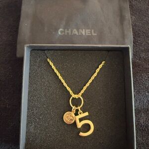 CHANEL GWP Gold Necklace with Iconic Number 5 Charm
